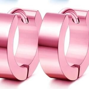Pink Huggie Hinged hoop earrings